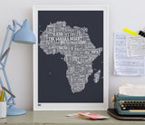'Africa' Type Map Print in Slate
