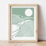 Harvest Field 'Moon' Art Print in Seafoam Green