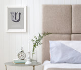 Pictures and Wall Art, Screen Printed Illustrated Letter U design in putty grey