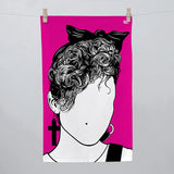 Madonna Tea Towel in Pink, screen printed in the UK