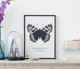 British Butterflies Art Print in Dark Slate Grey, Modern Print Designs for the Home