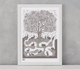 Pictures and Wall Art, Screen printed Burrow Print in mouse grey