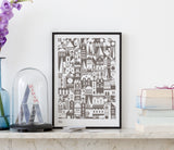 Wall art ideas, economical screen prints, Coming Home Geometric Print in mouse grey
