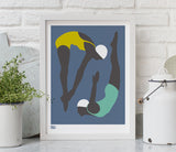 'Night Swimming' Art Print in Petrol Blue