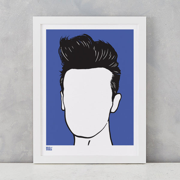 Morrissey screen print in Blue, on recycled card, delivered worldwide