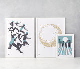 'The Swimmers' Illustrated Art Print in Coastal Blue