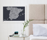 'Spain' Type Map Print in Sheer Slate