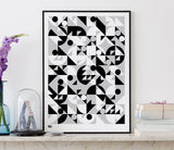 'Stronger' Geometric Art Print in Monochrome