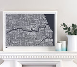 'Tyne & Wear (Newcastle and Sunderland)' Type Map Print in Sheer Slate