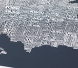 Close up of Illustrated USA Type Map in Slate Dark Grey