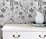 Designer wallpaper, Autumn Falling Leaves in Charcoal