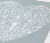Close up of Wild Wood Art Print in Light Grey