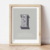 'Letter I' Illustrated Art Print in Putty