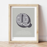 'Letter Q' Illustrated Art Print in Putty