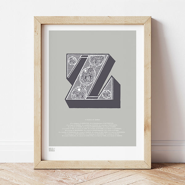 'Letter Z' Illustrated Art Print in Putty