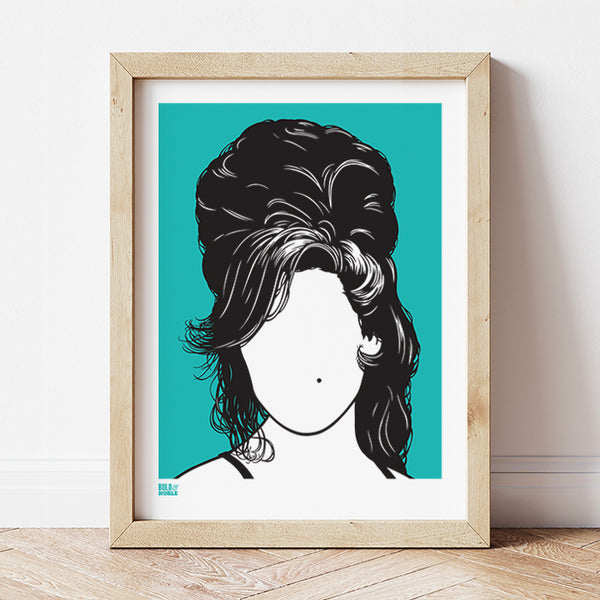'Amy Winehouse' Art Print in Bright Jade