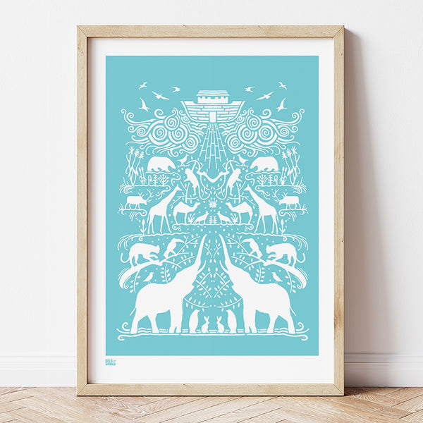 'Noah's Ark' Art Print in Azure Blue