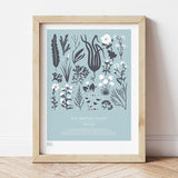 'British Coast: Plant Life' Print in Duck Egg Blue