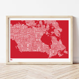 'Canada' Type Map Print in Poppy Red