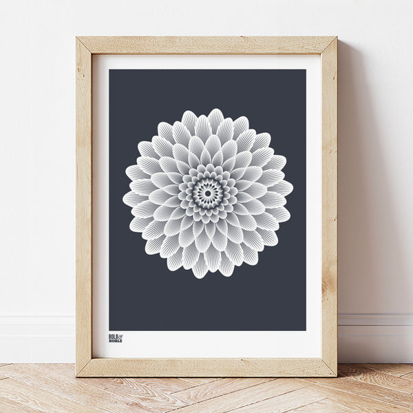 'Dahlia Waterlily' Art Print in Sheer Slate