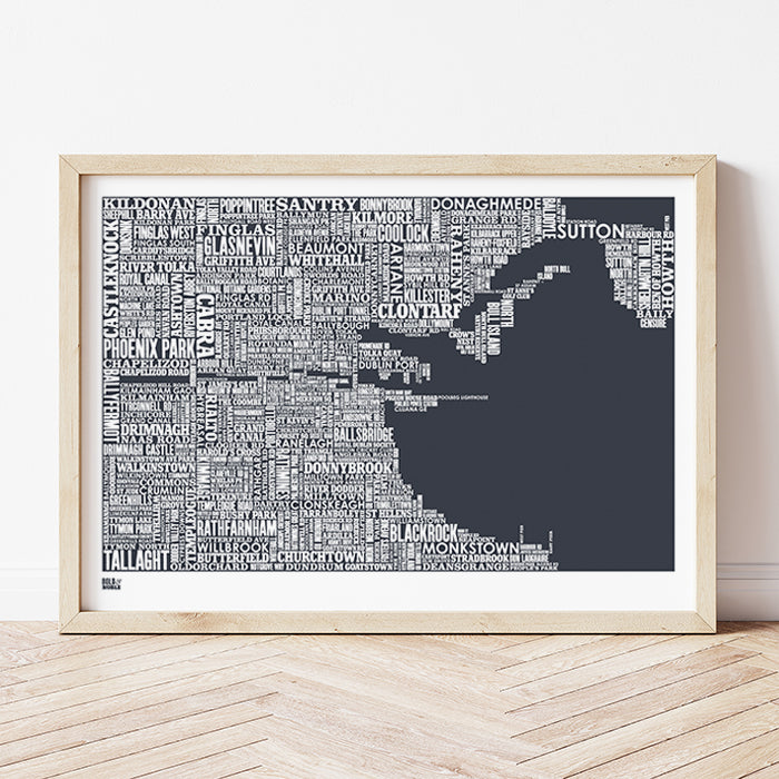 'Dublin' Type Map Print in Sheer Slate