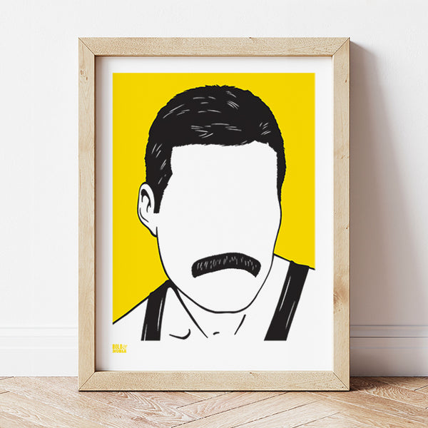 'Freddie Mercury' Art Print in Bright Yellow