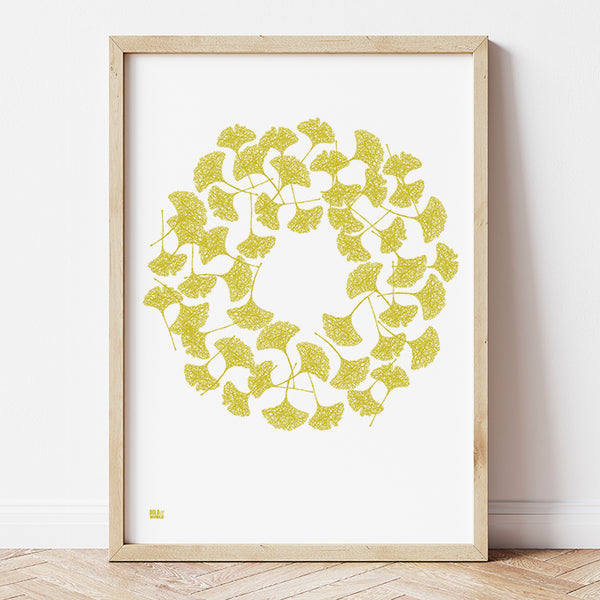 'Ginkgo' Art Print in Yellow Moss