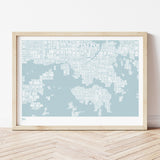 'Hong Kong' Type Map Print in Duck Egg Blue