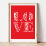'Love' Art Print in Poppy Red