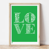 'Love' Art Print in Bright Green