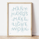 'Many Hands' Art Print in Duck Egg Blue