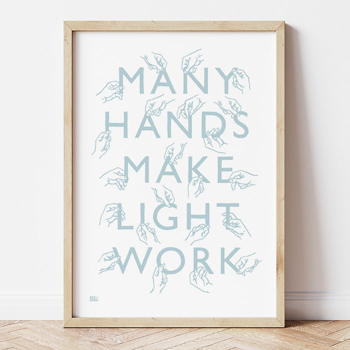 'Many Hands' Art Print in Duck Egg Blue