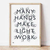 'Many Hands' Art Print in Sheer Slate