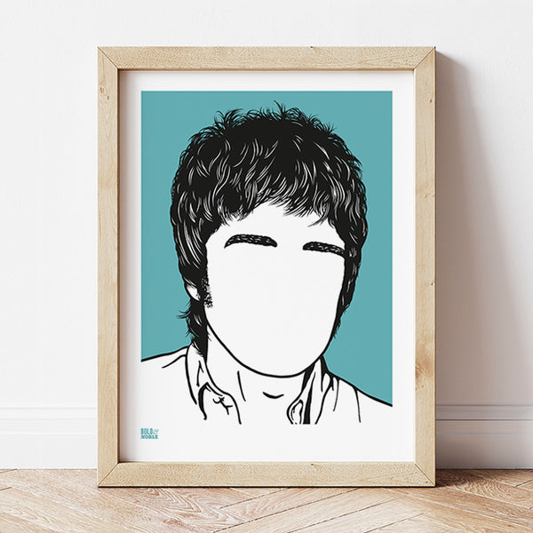 'Noel Gallagher' Art Print in Oasis Blue