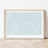 'Paris' Type Map Print in Duck Egg Blue