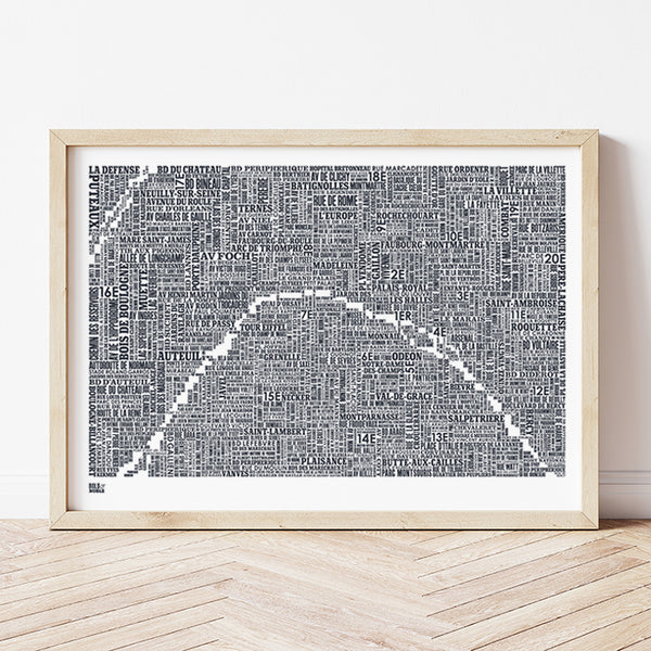 'Paris' Type Map Print in Sheer Slate