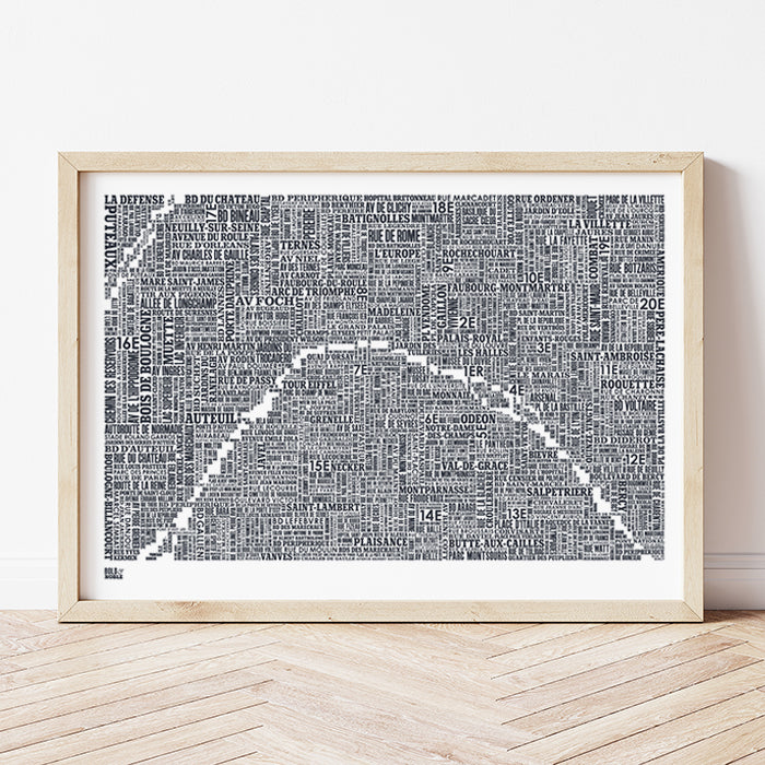 'Paris' Type Map Print in Sheer Slate