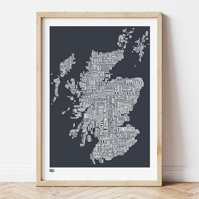 'Scotland' Type Map Print in Sheer Slate