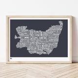 'Suffolk' Type Map Print in Sheer Slate