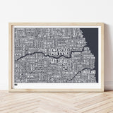 'Tyne & Wear (Newcastle and Sunderland)' Type Map Print in Sheer Slate