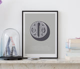 Pictures and Wall Art, Screen Printed Illustrated Letter O design in putty grey