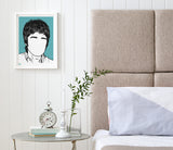 Pictures and Wall Art, Screen Printed Noel Gallagher Print in blue
