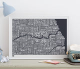 'Tyne & Wear (Newcastle and Sunderland)' Type Map Print in Sheer Slate